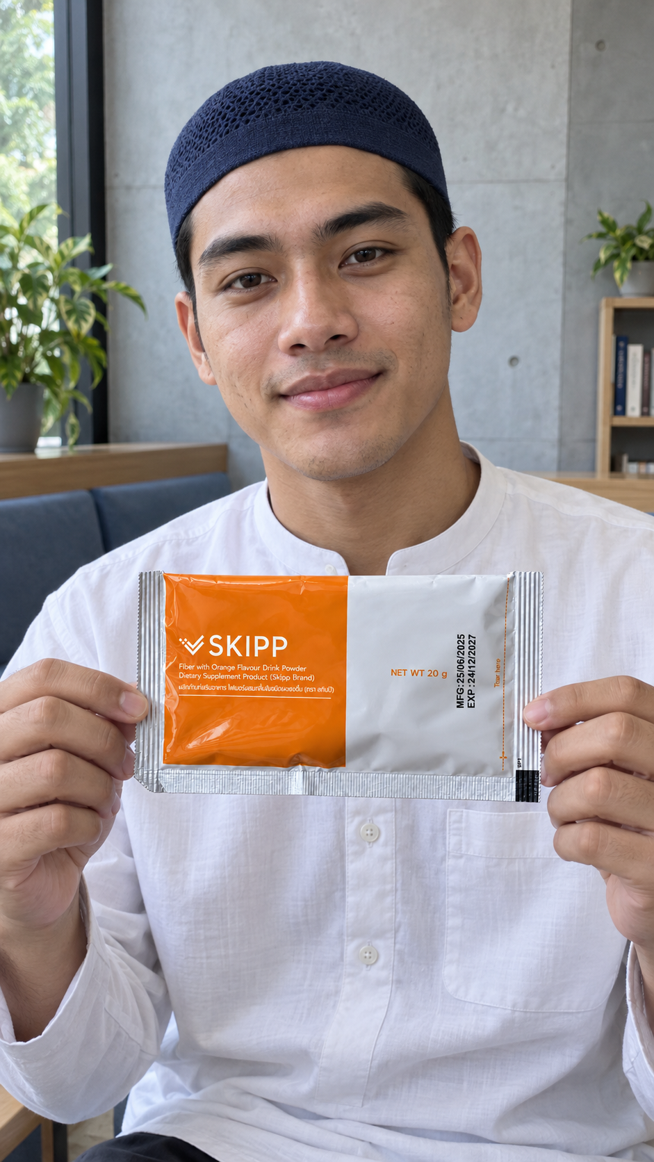 ภาพตัวละครมุสลิมสมมติถือซอง SKIPP Fiber