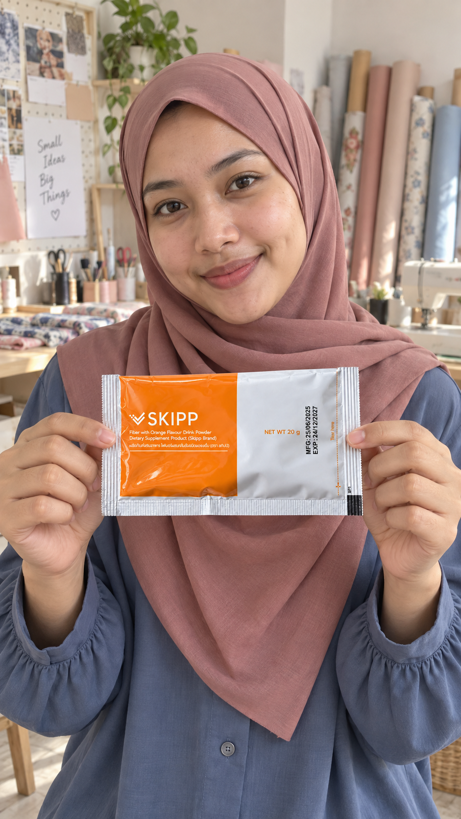 ภาพตัวละครมุสลิมสมมติถือซอง SKIPP Fiber