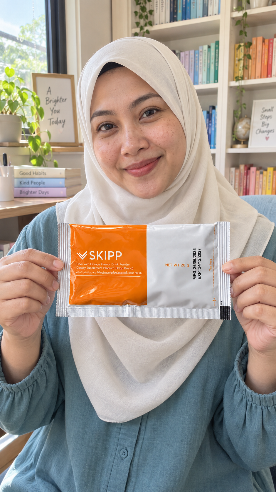 ตัวละครมุสลิมสมมติที่สร้างด้วย AI ถือซอง SKIPP Fiber
